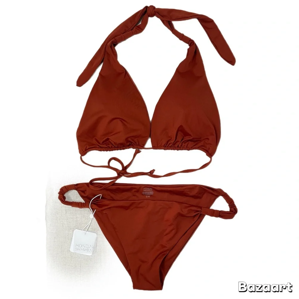 Monday Swimwear Rust Bikini Size L/V